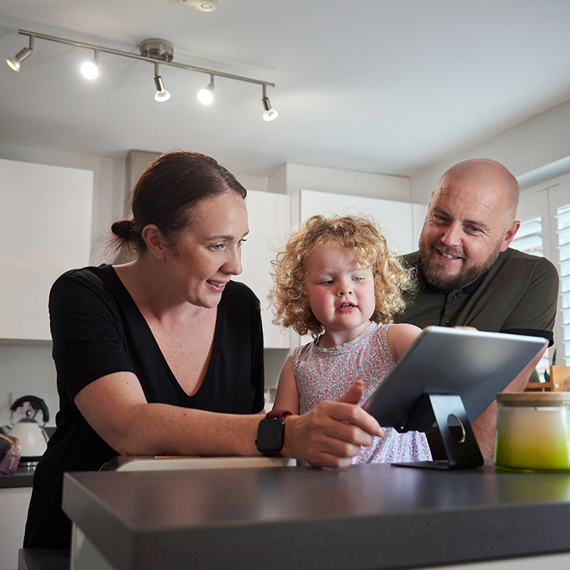 Family in kitchen